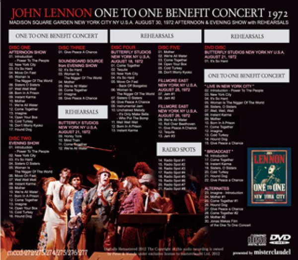 John Lennon-ONE TO ONE BENEFIT CONCERT 1972 【5CD+DVD】